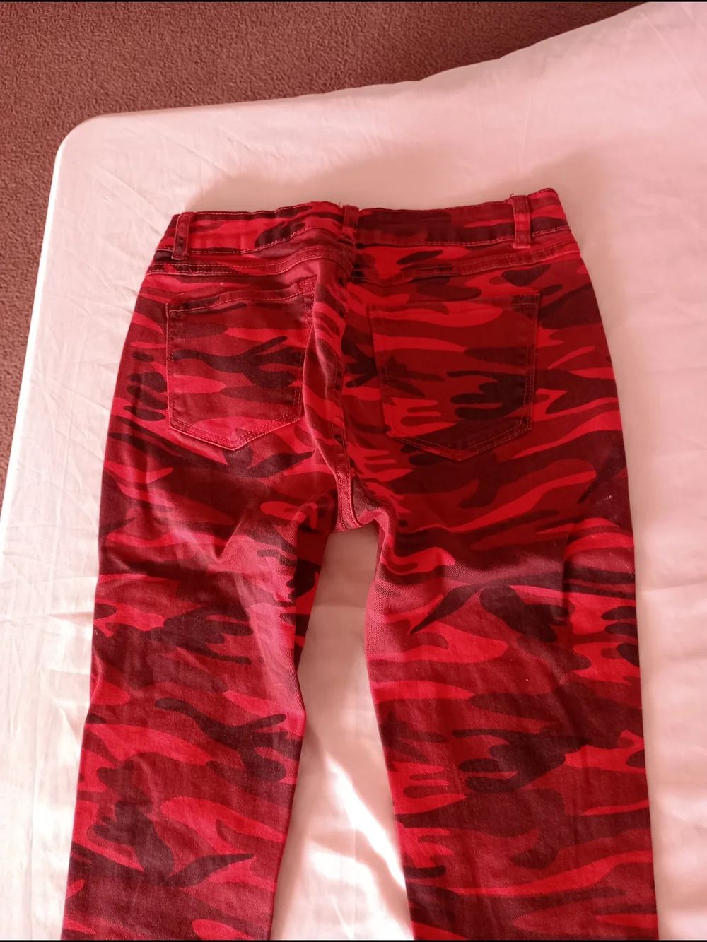 Blue Topic Red Camo Jeans Sz. 7/8 Distressed Women's